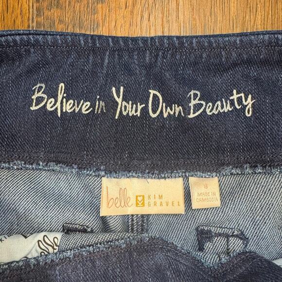 Belle By Kim Gravel size 8 dark indigo stretchy pull on denim shorts - Picture 4 of 8